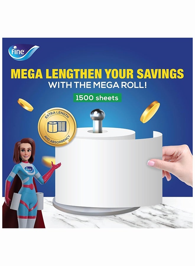 Fine Sterilized Kitchen Towel Mega Roll, 1500 Sheets White 325meter - Image 2