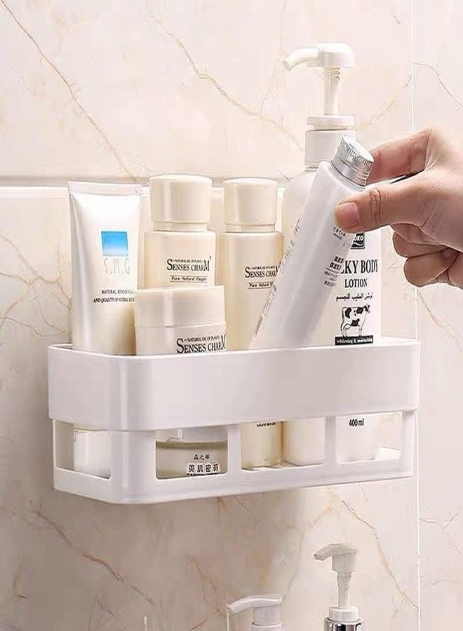 HEJISUN Bathroom Accessories, Rack, Shelf Organizer, Wall Mounted Shelf, Bathroom Hardware and Accessories, Storage Racks, (Bath Shelf) Plastic, White(Pack of 2) - Image 3
