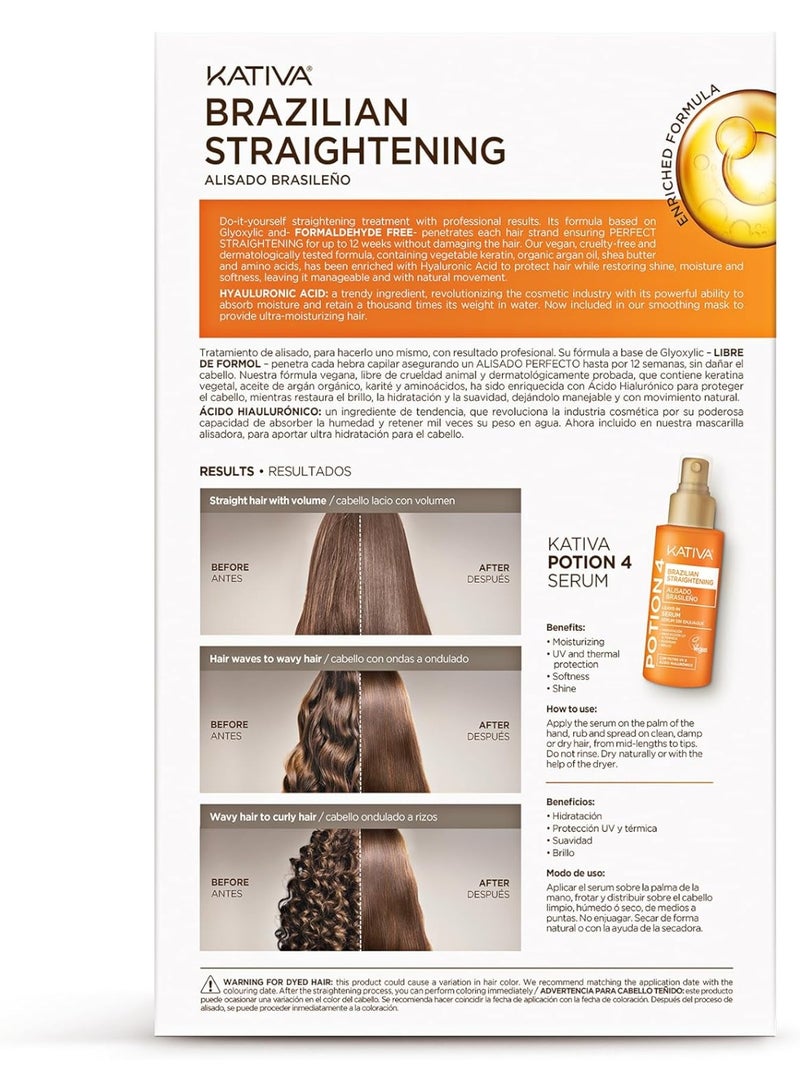 Kativa Brazilian Keratin Straightening Treatment Kit with Hyaluronic Acid & Premium Serum - Image 2