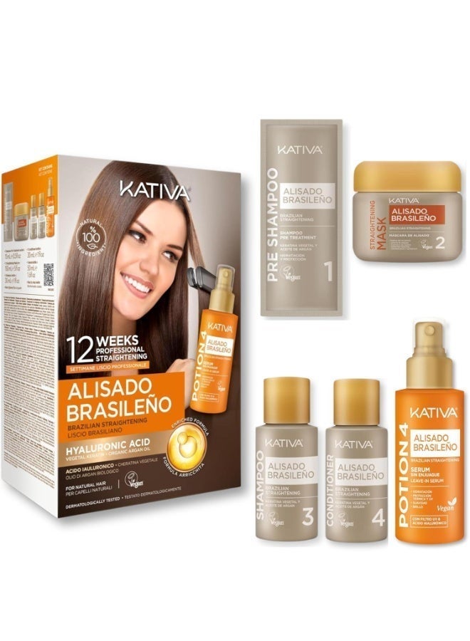 Kativa Brazilian Keratin Straightening Treatment Kit with Hyaluronic Acid & Premium Serum - Image 2