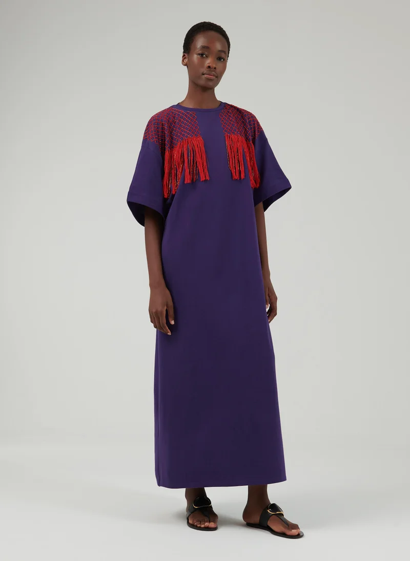 leem Fringe Embellished Shoulder Kaftan