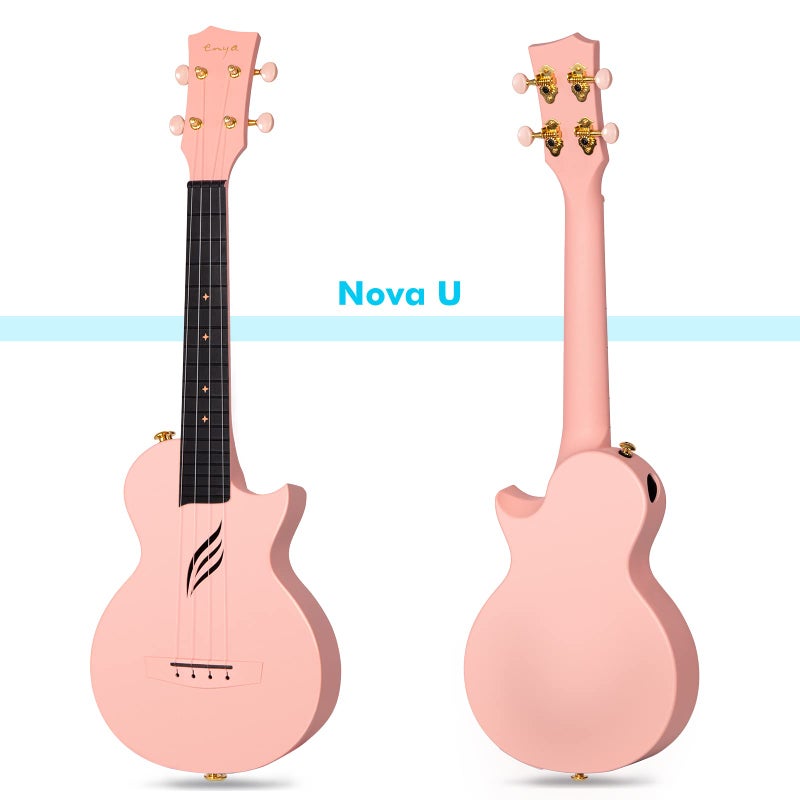 Enya Concert Ukulele Nova U 23â€™â€™ Carbon Fiber Travel Ukulele with Beginner Kit includes online lessons, case, strap, capo and strings (Pink) - Image 2