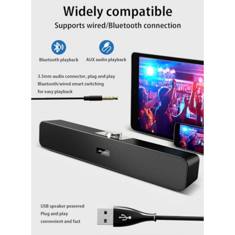 مكبرات صوت كمبيوتر USB مع مدخل Aux 3.5 مم، مكبرات صوت كمبيوتر صغيرة تعمل عن طريق USB، مكبر صوت USB سلكي لسطح المكتب، مكبر صوت USB للشاشة، مكبر صوت ستيريو صغير للكمبيوتر الشخصي، الأجهزة اللوحية، الكمبيوتر المحمول، التوصيل والتشغيل، N2 - Image 5