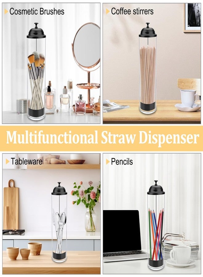 Mevtok 13.5 inch Straw Holder for Standard & Long Bended Size Drinking Straws, Acrylic Plastic Straw Dispenser with Lid, Black, Heavy Duty, 1 Piece - Image 5