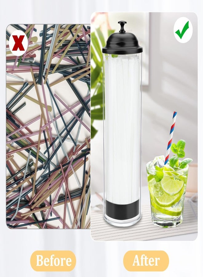 Mevtok 13.5 inch Straw Holder for Standard & Long Bended Size Drinking Straws, Acrylic Plastic Straw Dispenser with Lid, Black, Heavy Duty, 1 Piece - Image 4