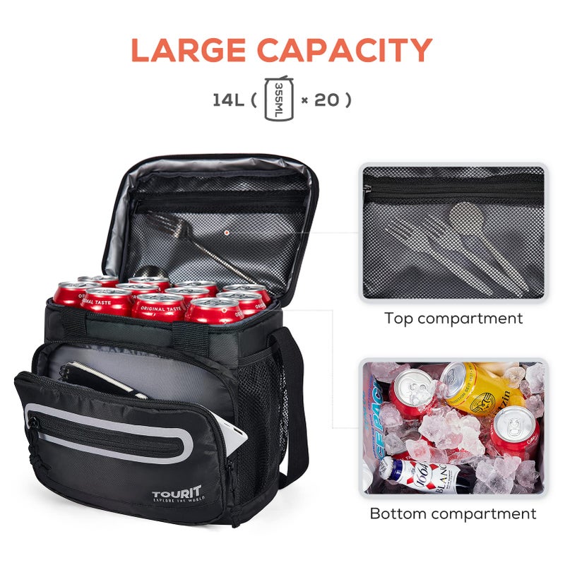 TOURIT Large Lunch Bag 14L Insulated Lunch Box Lunch Cooler for Men&Women Work, Black - Image 3