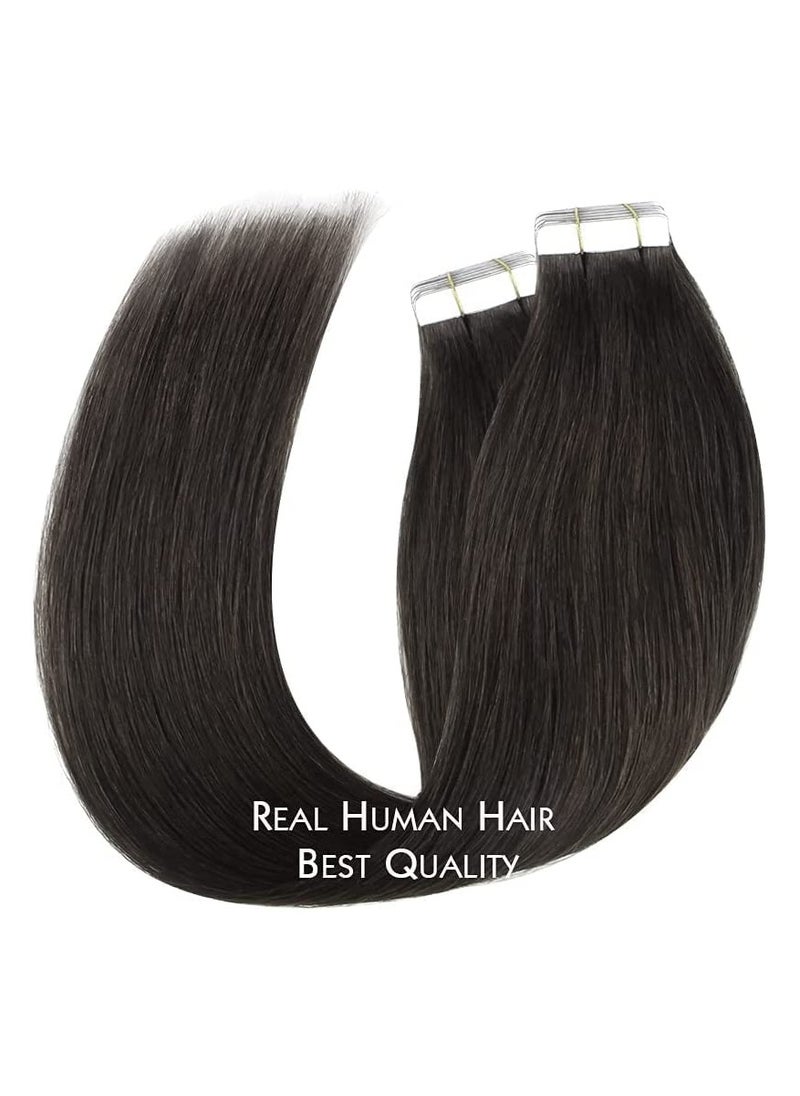 Estelle - Hair Extension Hair Wig Invisible Tape in Hair Extensions Natural Human Hair Extensions 20 Pieces 50 Grams Color No 1B - Image 1