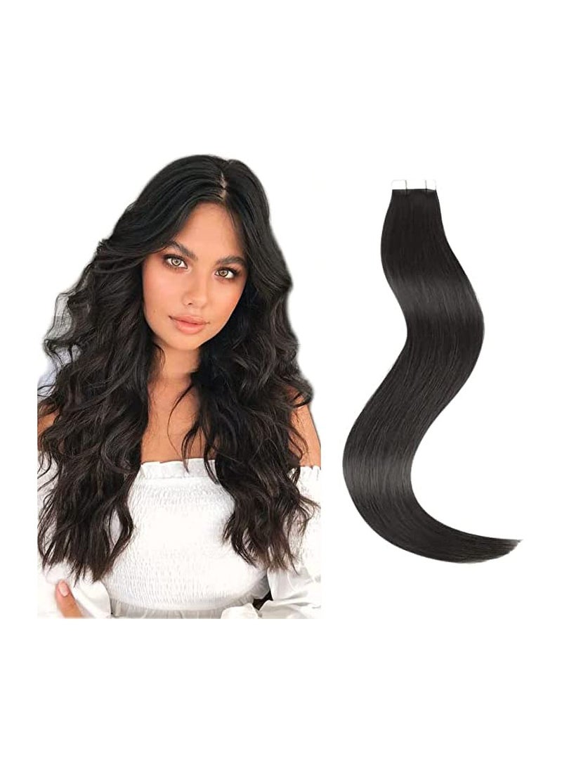 Estelle - Hair Extension Hair Wig Invisible Tape in Hair Extensions Natural Human Hair Extensions 20 Pieces 50 Grams Color No 1B - Image 1