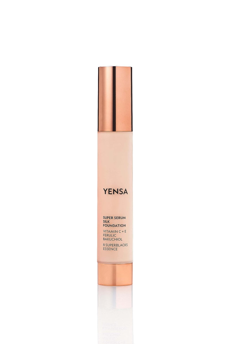 YENSA Serum Foundation Makeup - Super Silk Full Coverage Foundation Enriched with Peptides, Vitamin C & Ferulic Acid to Help Reduce Fine Lines, Wrinkles & Dark Circles - Light 1 (1 oz) - Image 1