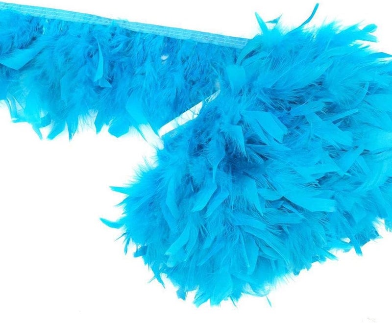 Sowder Turkey Feathers Trim Fringe for Party Wedding Dress Sewing Crafts Costumes Decoration Pack of 2 Yards (Turquoise) - Image 3