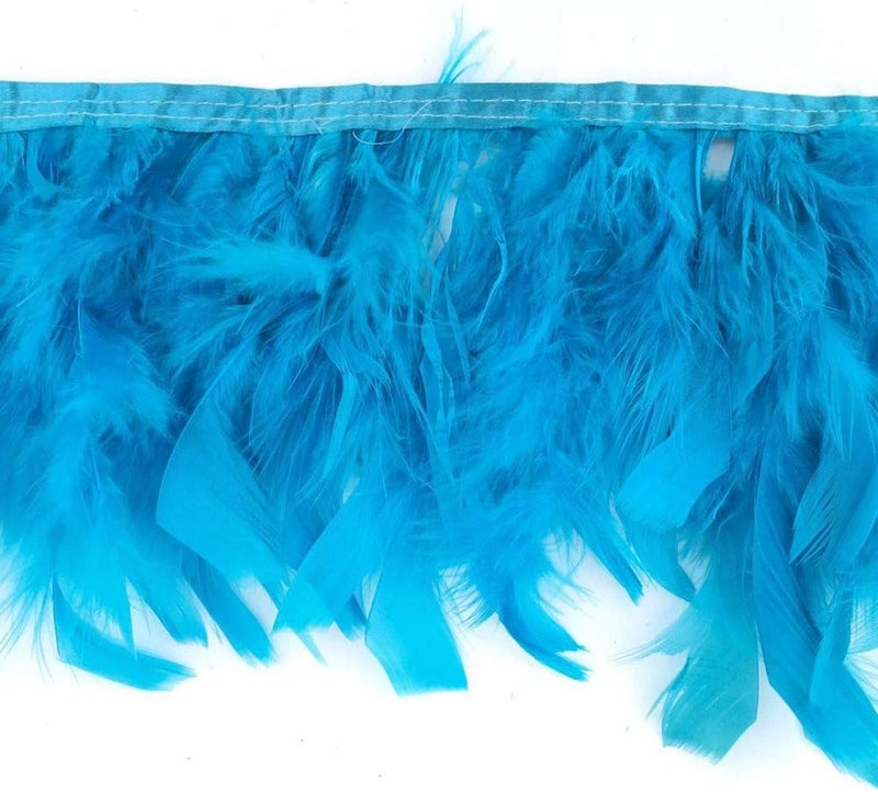 Sowder Turkey Feathers Trim Fringe for Party Wedding Dress Sewing Crafts Costumes Decoration Pack of 2 Yards (Turquoise) - Image 1