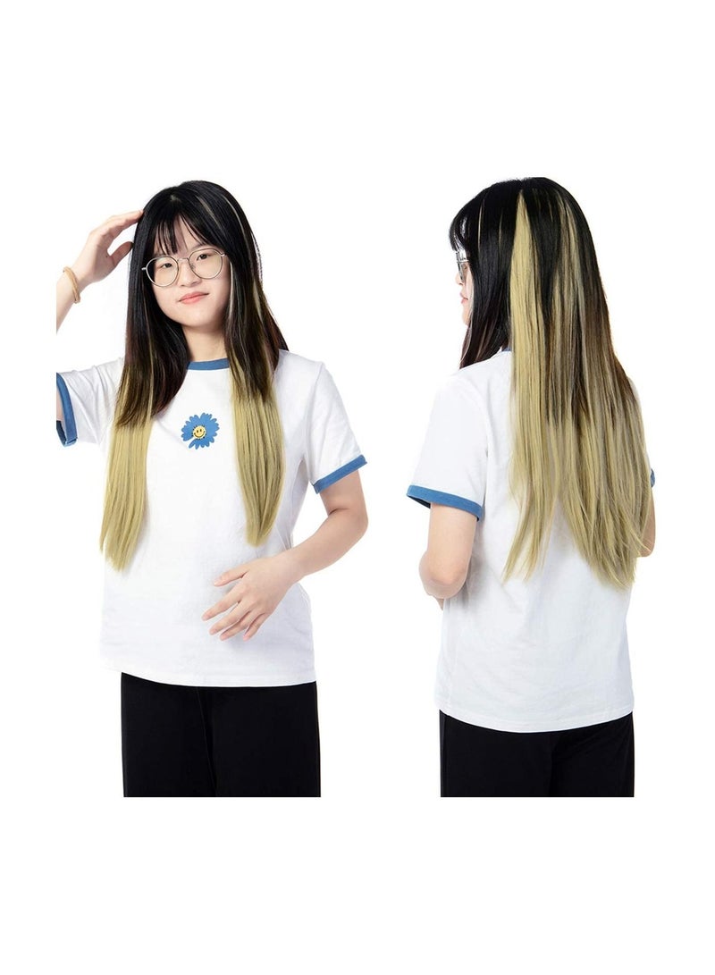 إستيل وصلات شعر 4 قطع 11 مشابك مموجة سميكة كاملة الرأس مزدوجة اللحمة بمشبك على وصلات شعر صناعية مموجة للنساء أشقر رمادي مزيج بليتش أشقر مستقيم - Image 4