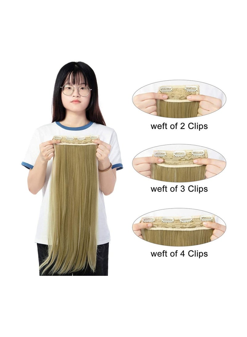 إستيل وصلات شعر 4 قطع 11 مشابك مموجة سميكة كاملة الرأس مزدوجة اللحمة بمشبك على وصلات شعر صناعية مموجة للنساء أشقر رمادي مزيج بليتش أشقر مستقيم - Image 5