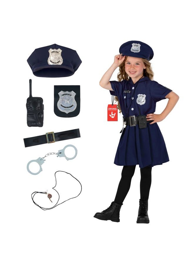 MORPH Police Officer Costume For Girls, Cop Costume For Girls, Girl Police Officer Costumes Dark Blue, Kids Halloween Costumes, 7-9 Years - Image 1