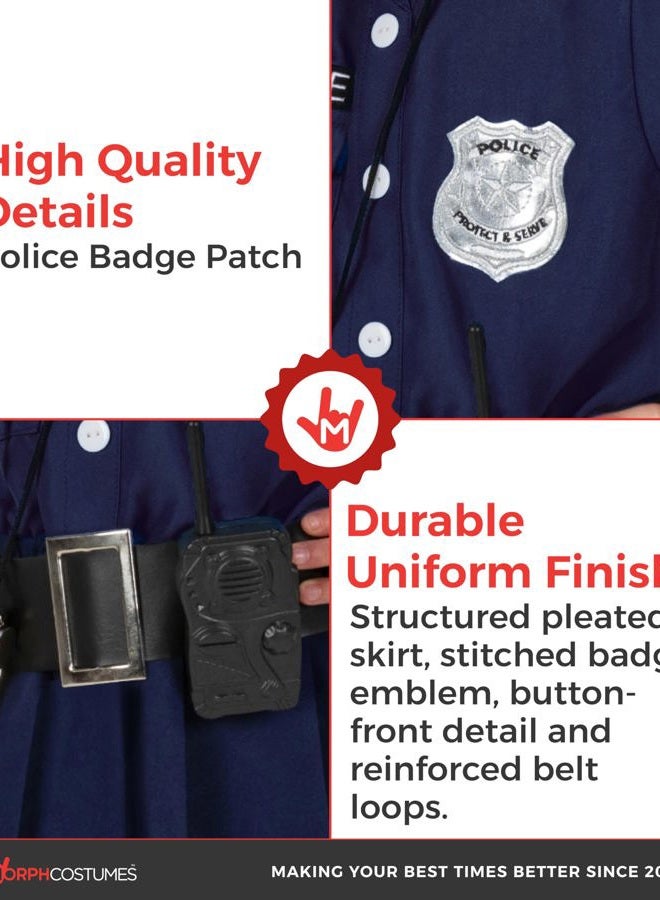 MORPH Police Officer Costume For Girls, Cop Costume For Girls, Girl Police Officer Costumes Dark Blue, Kids Halloween Costumes, 7-9 Years - Image 3