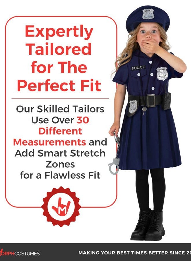 MORPH Police Officer Costume For Girls, Cop Costume For Girls, Girl Police Officer Costumes Dark Blue, Kids Halloween Costumes, 7-9 Years - Image 4
