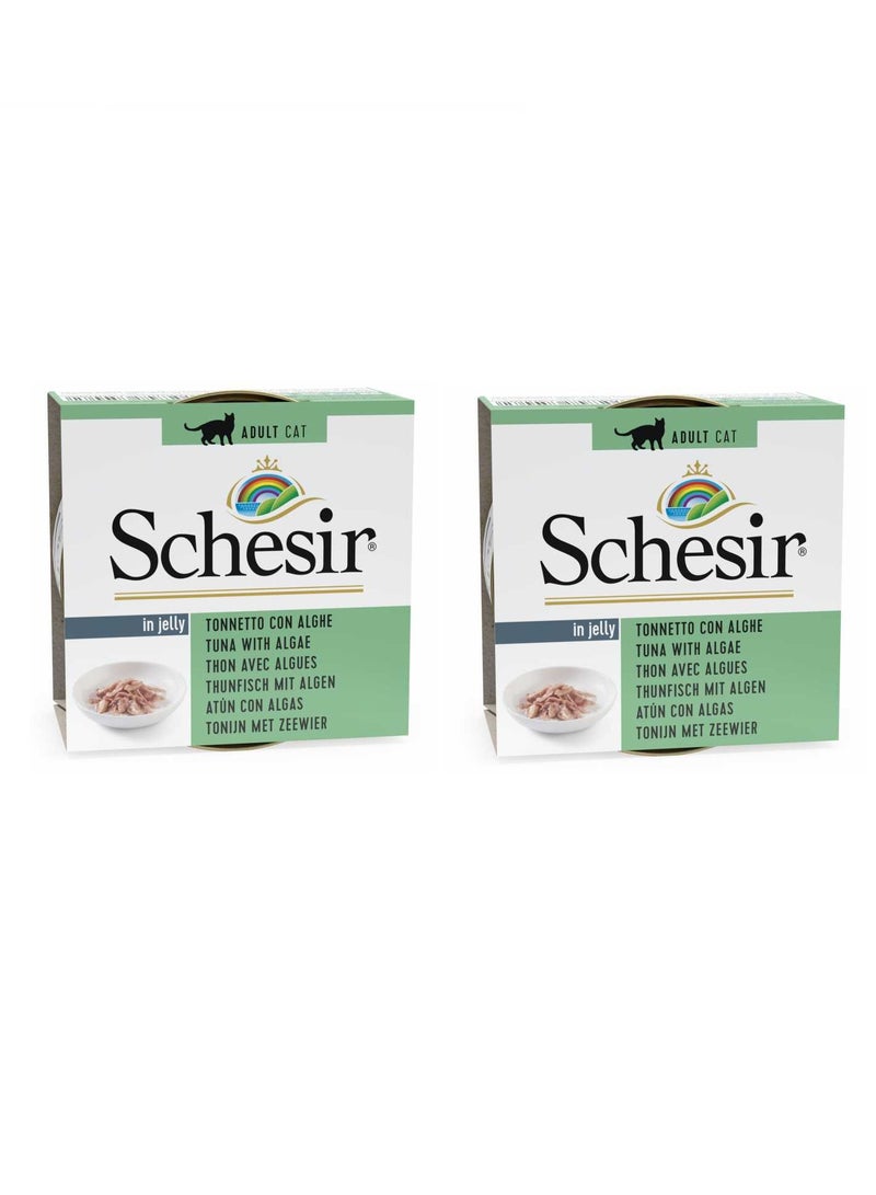 Schesir طعام رطب للقطط 2 قطعة - تونة مع الطحالب 85 جرام × 2