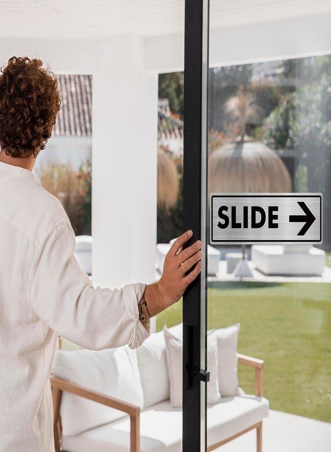 YIKIADA Slide door Caution Warning Sign 12×4 Inches Aluminum Metal Self Adhesive Sticker Waterproof Notice for Gate Window Office 4 Pack - Image 3