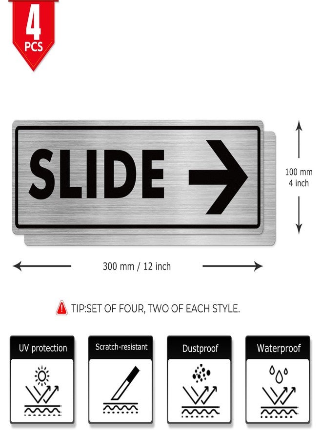 YIKIADA Slide door Caution Warning Sign 12×4 Inches Aluminum Metal Self Adhesive Sticker Waterproof Notice for Gate Window Office 4 Pack - Image 2