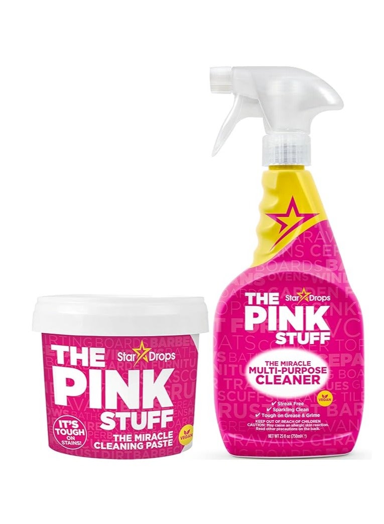 Stardrops - The Pink Stuff - The Miracle Cleaning Paste and Multi-Purpose Spray 2-pack Bundle (1 Cleaning Paste, 1 Multi-Purpose Spray)