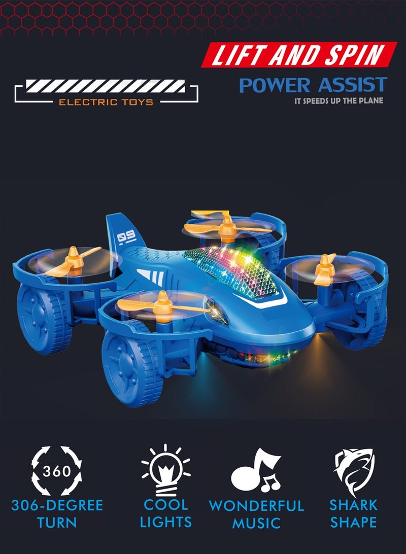 Electric Planes Toy for Children,Kids Toy Car,4 Wheels Drive,360 Degree Spin Stunt,Lifting and Spinning,Cool Shark Styling with Light and Sound - Image 1