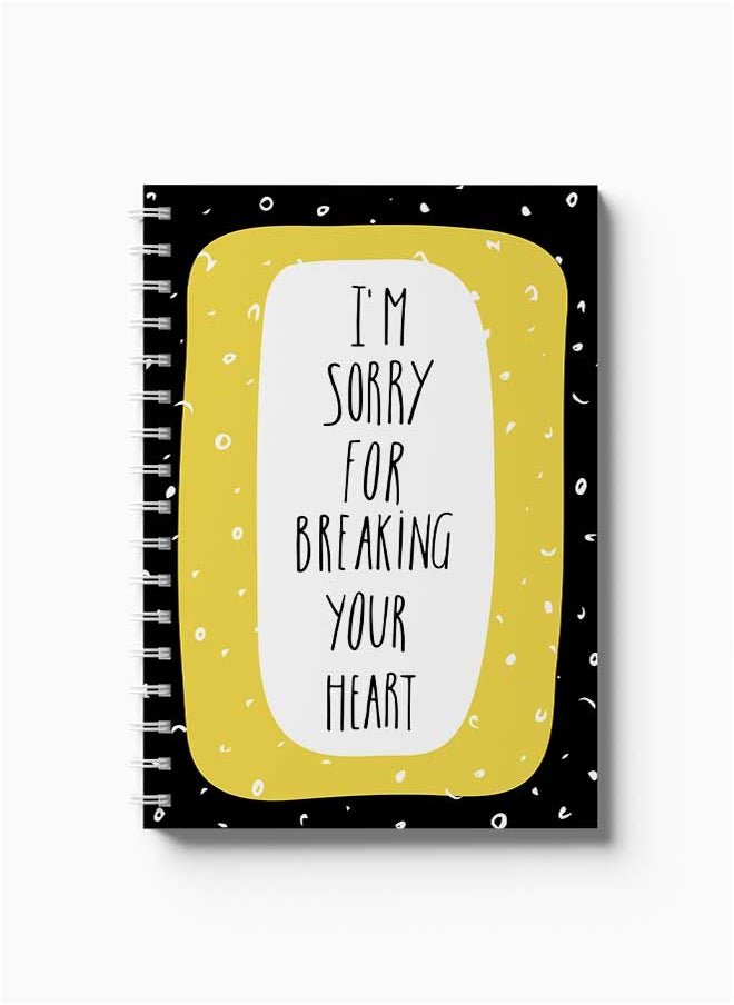 LOWHA - Spiral Notebook Im Sorry Text & Doodle Art for school, study, work, business 18x25cm taking with 80 sheets - Image 1