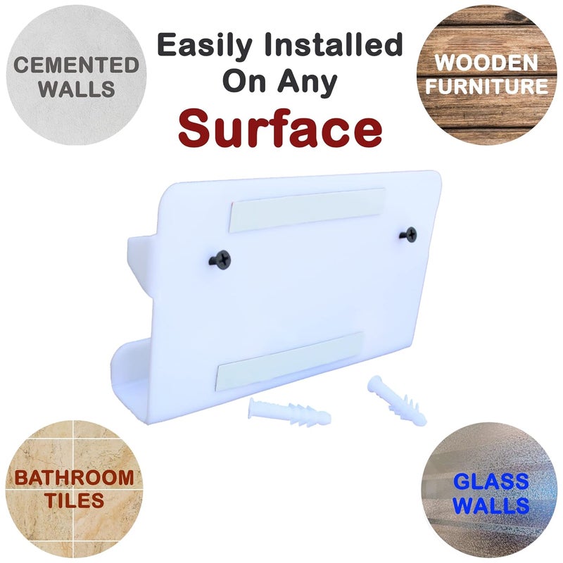 Unique Utilities Wall Mount Mobile Charging Stand – Holds 2 Phones | Acrylic Wall Mobile Holder for Charging | Phone Stand for Wall with Cable Slot (White) - Image 3