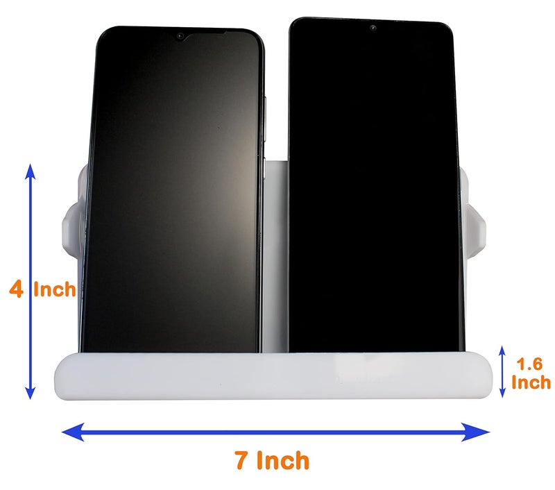 Unique Utilities Wall Mount Mobile Charging Stand – Holds 2 Phones | Acrylic Wall Mobile Holder for Charging | Phone Stand for Wall with Cable Slot (White) - Image 5