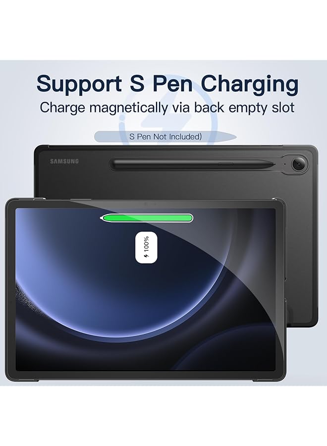 Jetech Case For Samsung Galaxy Tab S9 Fe 10.9 Inch Slim Translucent Back Tri Fold Stand Protective Tablet Cover Support S Pen Charging Auto Wake Sleep Black - Image 4