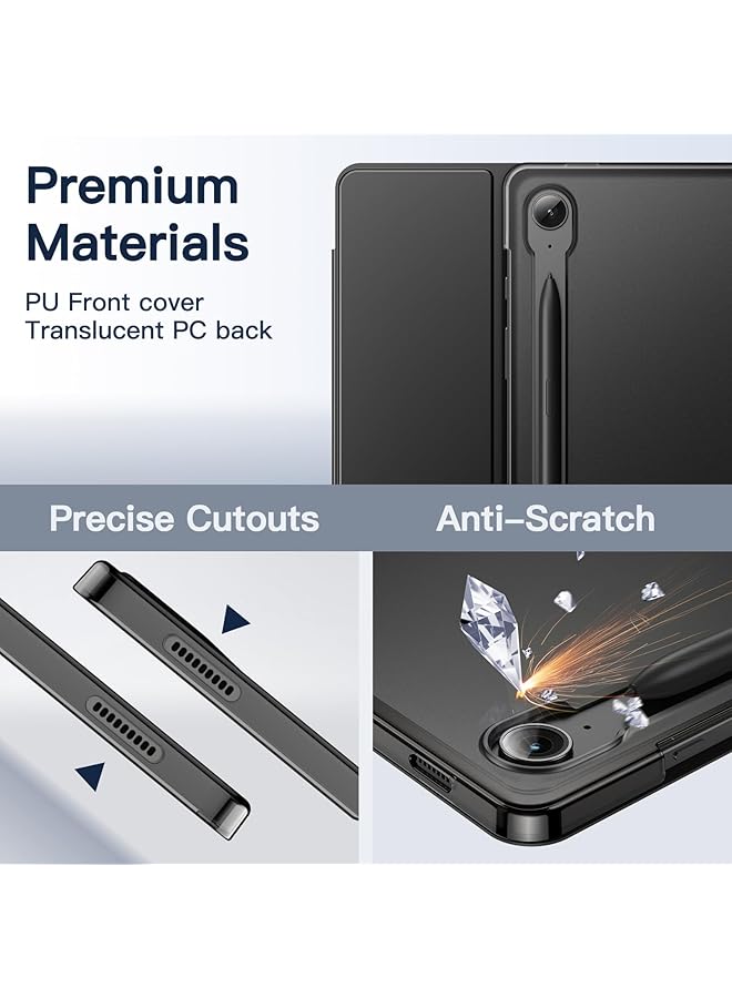 Jetech Case For Samsung Galaxy Tab S9 Fe 10.9 Inch Slim Translucent Back Tri Fold Stand Protective Tablet Cover Support S Pen Charging Auto Wake Sleep Black - Image 3