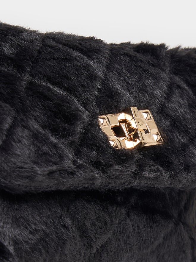 Styli Twist Lock Faux Fur Crossbody Bag - Image 5