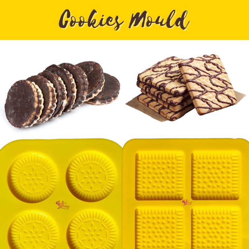 Undy Silicone Cookie Mould Garnishing Mould Chocolate Mould for Chocolate Making Mould Silicon Moulds for Chocolate Cookies Cake Decoration Soap Resin Arts Shape Square Cookies Round Cookies - Image 2