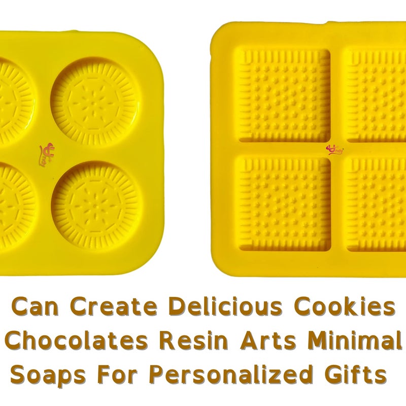 Undy Silicone Cookie Mould Garnishing Mould Chocolate Mould for Chocolate Making Mould Silicon Moulds for Chocolate Cookies Cake Decoration Soap Resin Arts Shape Square Cookies Round Cookies - Image 3