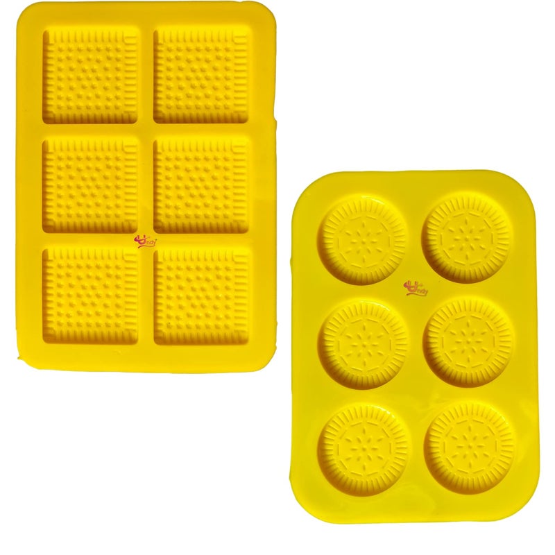 Undy Silicone Cookie Mould Garnishing Mould Chocolate Mould for Chocolate Making Mould Silicon Moulds for Chocolate Cookies Cake Decoration Soap Resin Arts Shape Square Cookies Round Cookies - Image 1