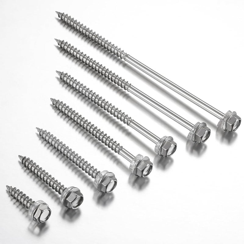 Wensilon (80Pcs)#10x5 Self-Tapping Screws for Wood 410 Stainless Steel Hexagon Head Quick Tapping - Image 4