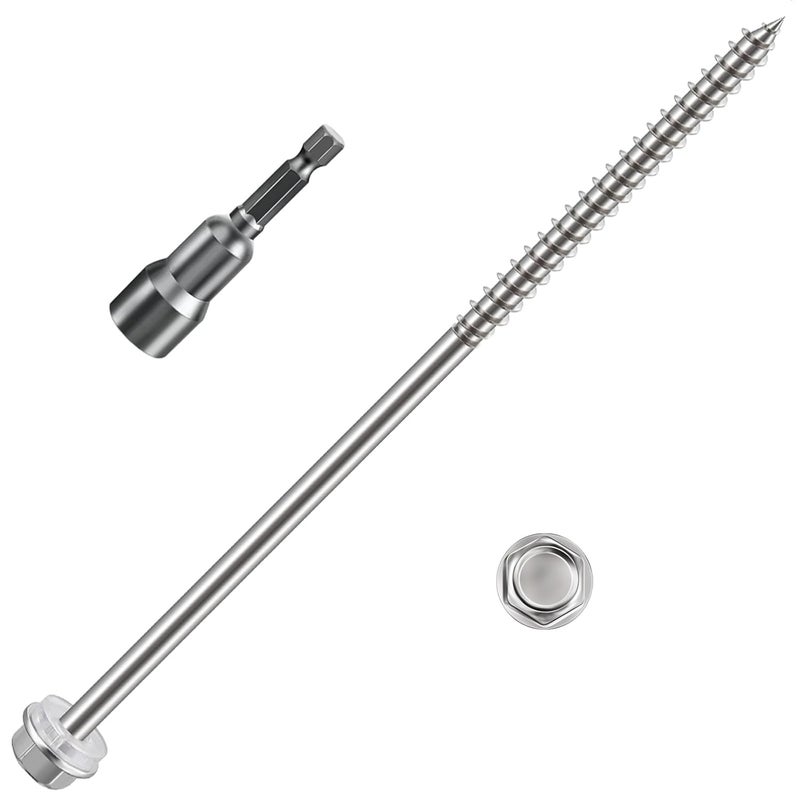 Wensilon (80Pcs)#10x5 Self-Tapping Screws for Wood 410 Stainless Steel Hexagon Head Quick Tapping - Image 1