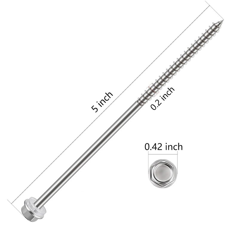 Wensilon (80Pcs)#10x5 Self-Tapping Screws for Wood 410 Stainless Steel Hexagon Head Quick Tapping - Image 2
