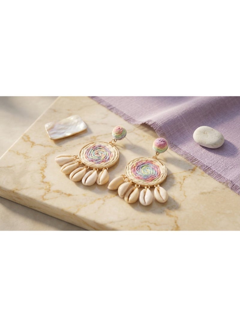 Multicolor Boho Seashell Drop Earrings - Image 5