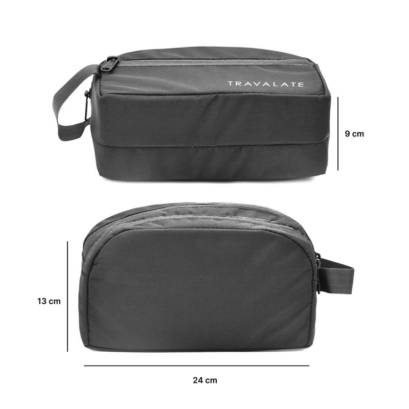 TRAVALATE Polyester Multipurpose Toiletry Kit Bag For Man And Women's | Double Compartment Travel Essentials Travel Organizer Travel Pouch For Men Travel Kit For Toiletries - Grey, 9Cm - Image 3