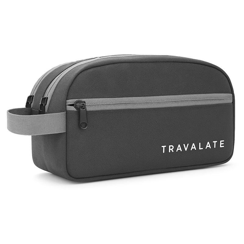 TRAVALATE Polyester Multipurpose Toiletry Kit Bag For Man And Women's | Double Compartment Travel Essentials Travel Organizer Travel Pouch For Men Travel Kit For Toiletries - Grey, 9Cm - Image 1