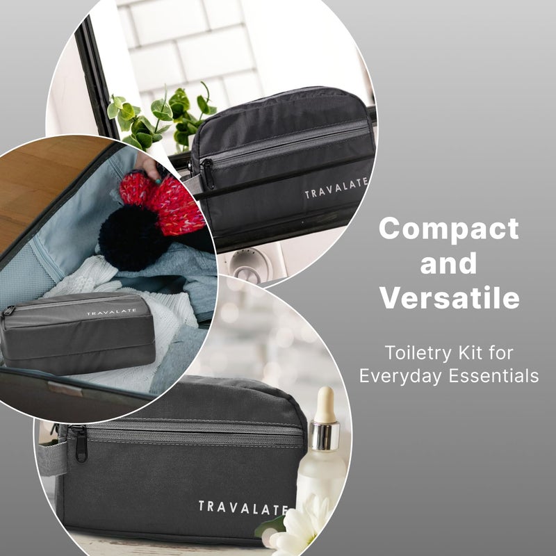 TRAVALATE Polyester Multipurpose Toiletry Kit Bag For Man And Women's | Double Compartment Travel Essentials Travel Organizer Travel Pouch For Men Travel Kit For Toiletries - Grey, 9Cm - Image 2