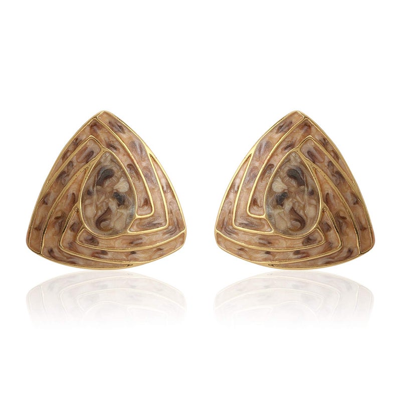 Estele 24 Kt Gold Plated Green colour triangular shaped studs for women - Image 1