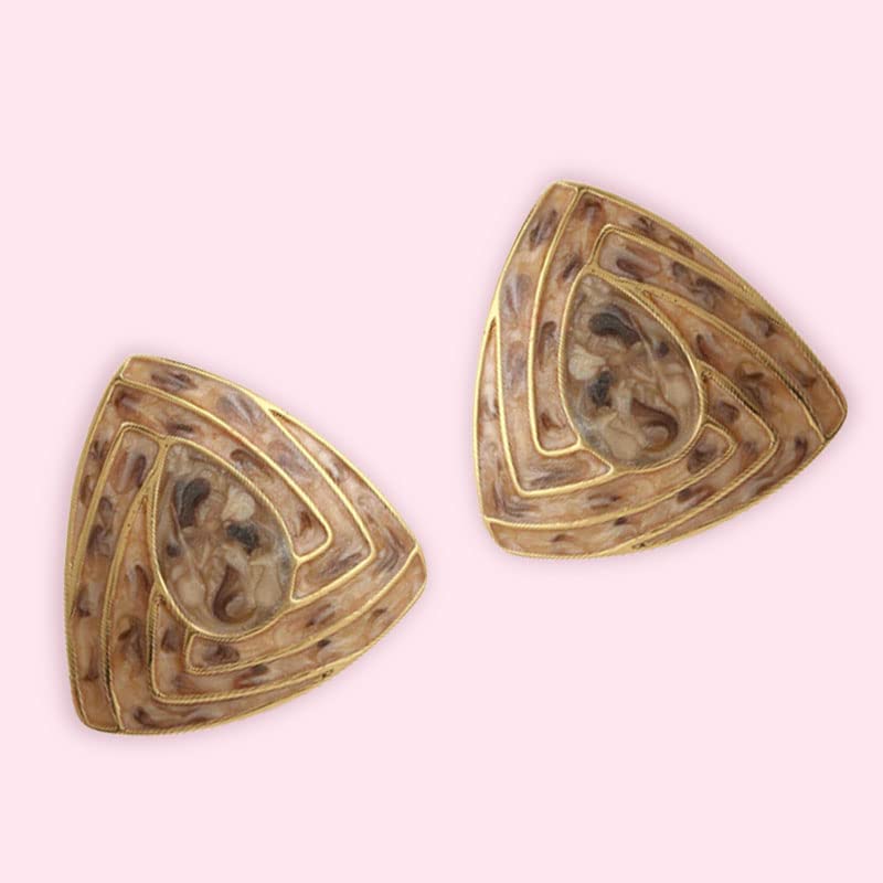 Estele 24 Kt Gold Plated Green colour triangular shaped studs for women - Image 4