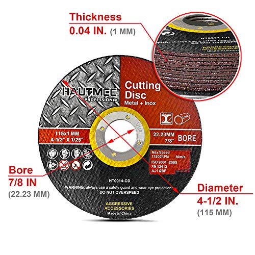 HAUTMEC Expert Grade 4-1/2" x .04" x 7/8" Cut Off Wheels with Portable Storage Box, 10-Pack Thin Metal Cutting Discs for Angle Grinder, Durable Grinding Wheel for Metals – HT0014 - Image 2