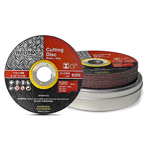 HAUTMEC Expert Grade 4-1/2" x .04" x 7/8" Cut Off Wheels with Portable Storage Box, 10-Pack Thin Metal Cutting Discs for Angle Grinder, Durable Grinding Wheel for Metals – HT0014 - Image 1