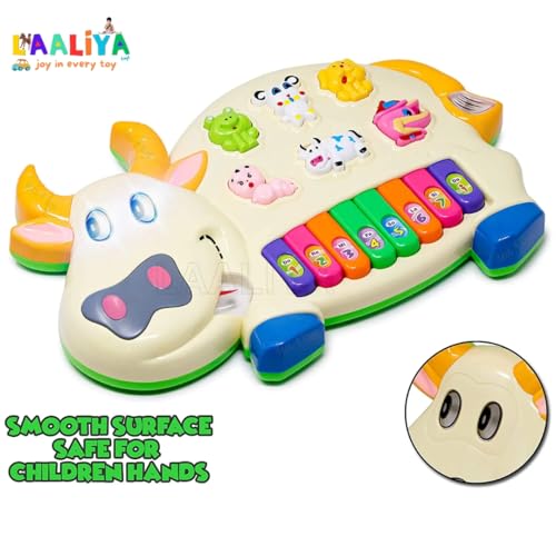 LAALIYA Cow Shape Musical Piano Keyboard Toy for Kids, Baby Piano with Animal Sounds, Light & Music, Mini Keyboard Instrument for Boys and Girls Age 1 to 5 Years+ - Image 4
