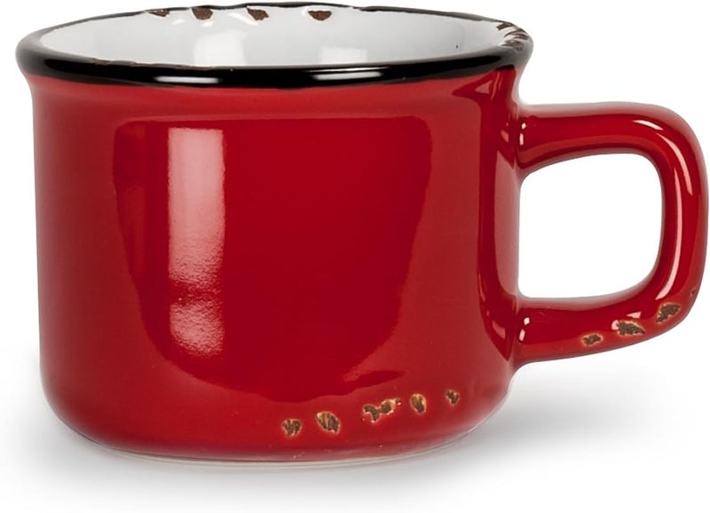 Abbott Collection Enamel Look Stoneware Espresso Cup Red - Image 1