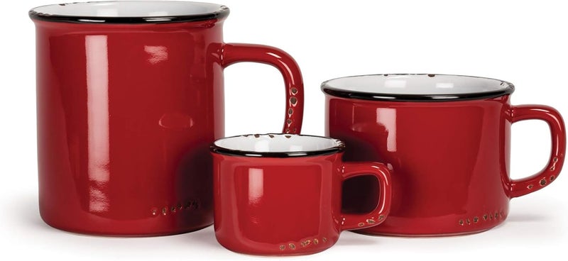 Abbott Collection Enamel Look Stoneware Espresso Cup Red - Image 5