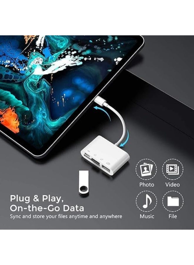 قارئ كروت 4 في 1 USB-C مع منفذ شحن يدعم SD وMicro SD وUSB 3.0 OTG لنقل البيانات بسرعة مناسب للابتوب والتابلت وأجهزة Type-C - Image 4