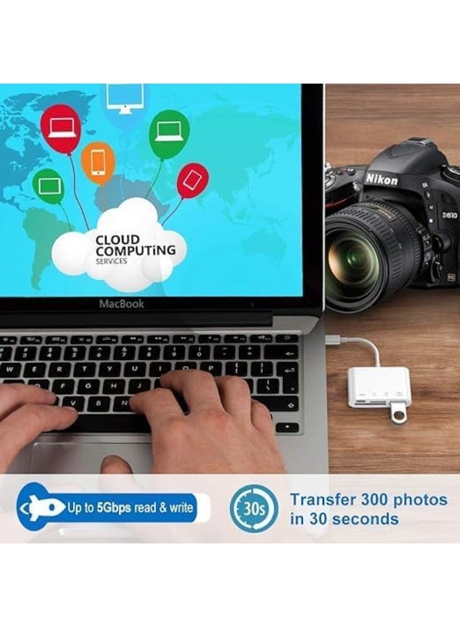 قارئ كروت 4 في 1 USB-C مع منفذ شحن يدعم SD وMicro SD وUSB 3.0 OTG لنقل البيانات بسرعة مناسب للابتوب والتابلت وأجهزة Type-C - Image 3